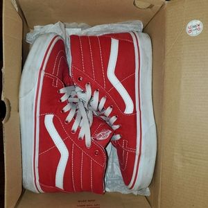 High tip, Red & White Vans.